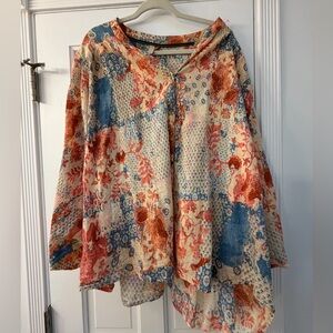Pilcro Multicolor Floral Patchwork Blouse